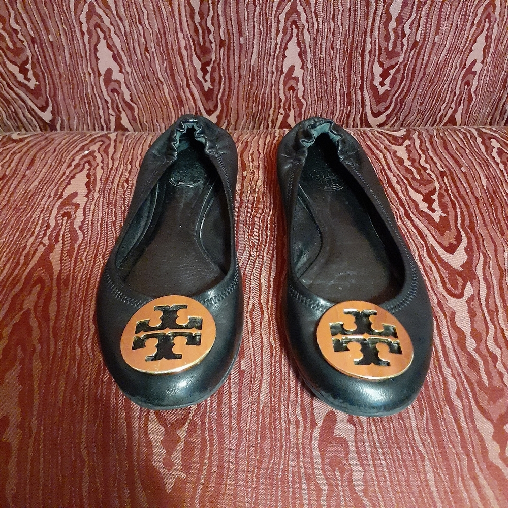 TORY BURCH BLACK FLATS/LOAFERS/SLIDE-ON BLACK WOMEN'S SHOES